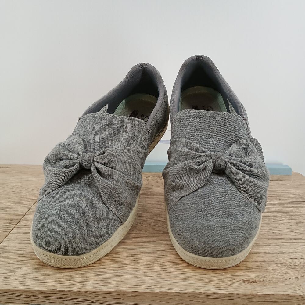 Skechers Jersey Bow Slip On Shoes Grey Womens 8.5 Air Cooled Comfort Sneakers